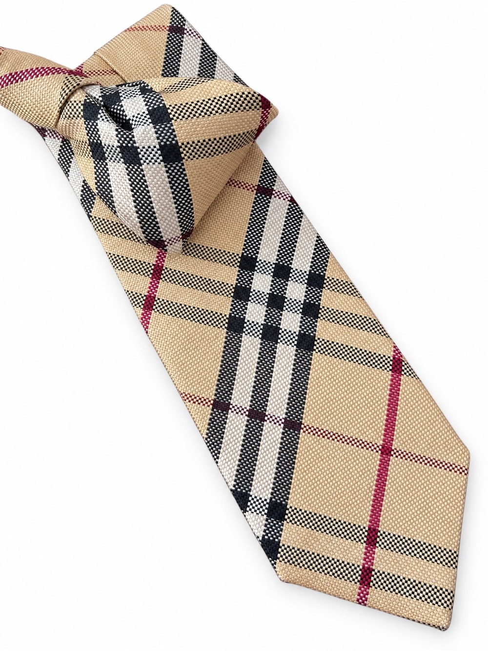 Burberry London Nova Check Plaid Neck Tie Beige Black Burgundy